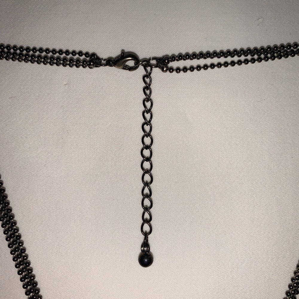 3 Chain Necklace w/Rhinestone Cross - 18" Long - Picture 3 of 6